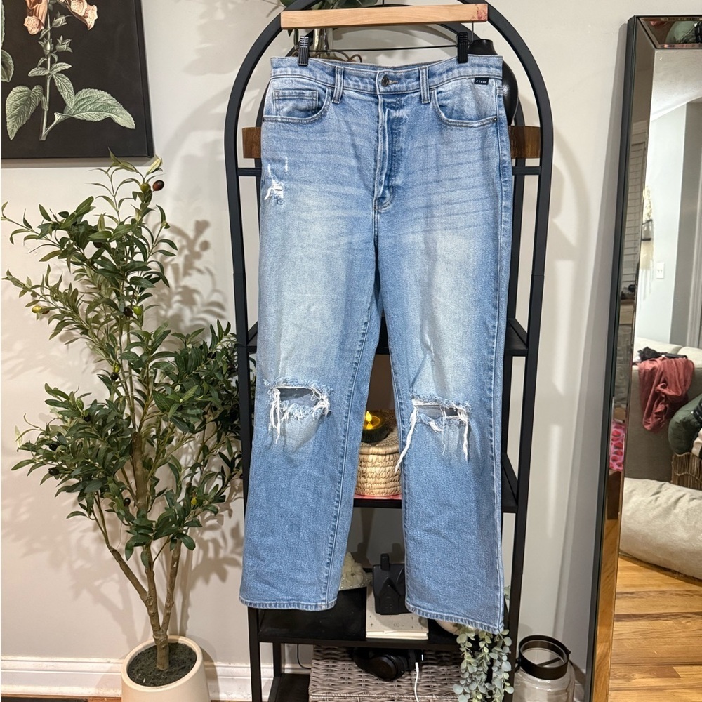 Cello Sky Blue Ripped Boyfriend Jeans size 11
